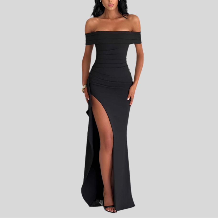 Women's Fashion Temperament Solid Color Slim Sleeveless Split Dresses - Fashivon