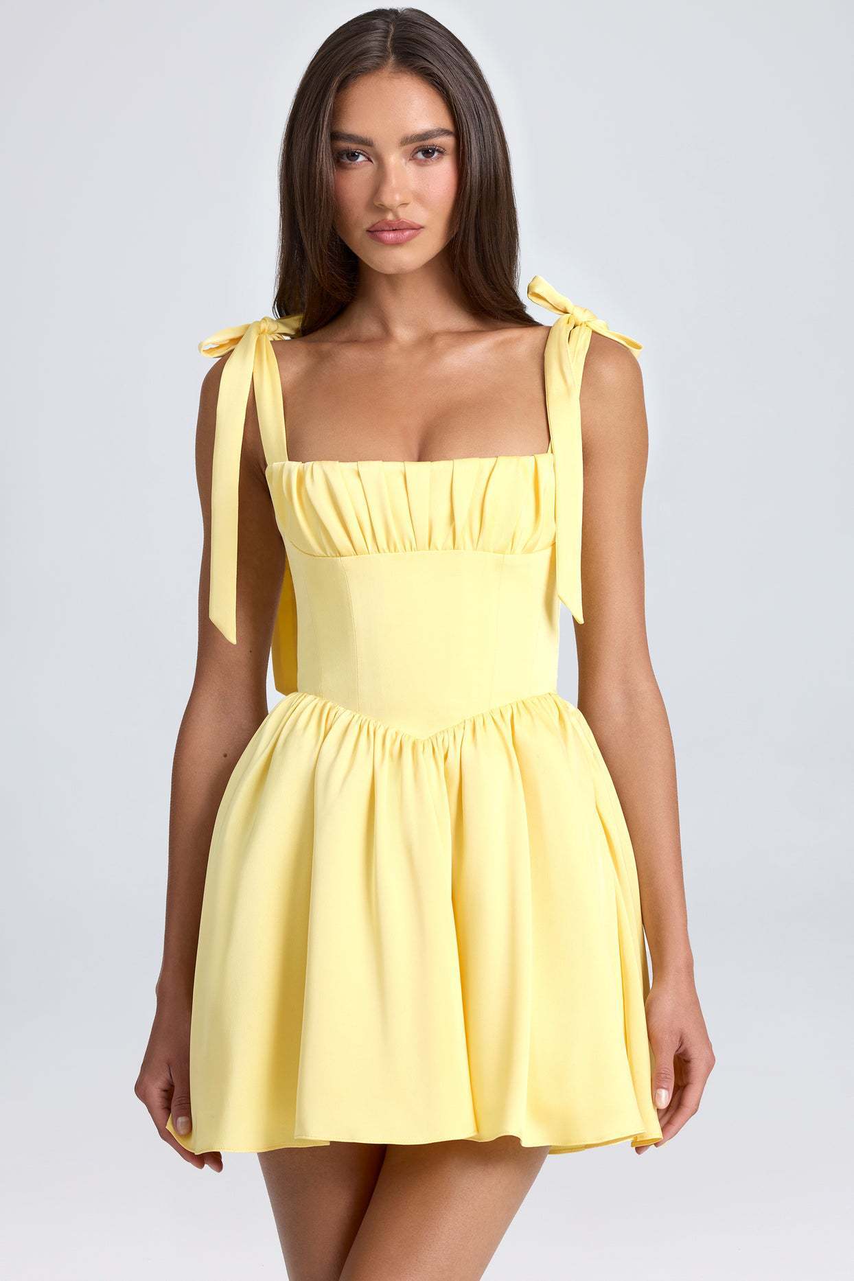 Bow-tied Strap Dress Summer Fashion Backless Square Collar High Waist Short Dress Beach Clothing For Women - Fashivon