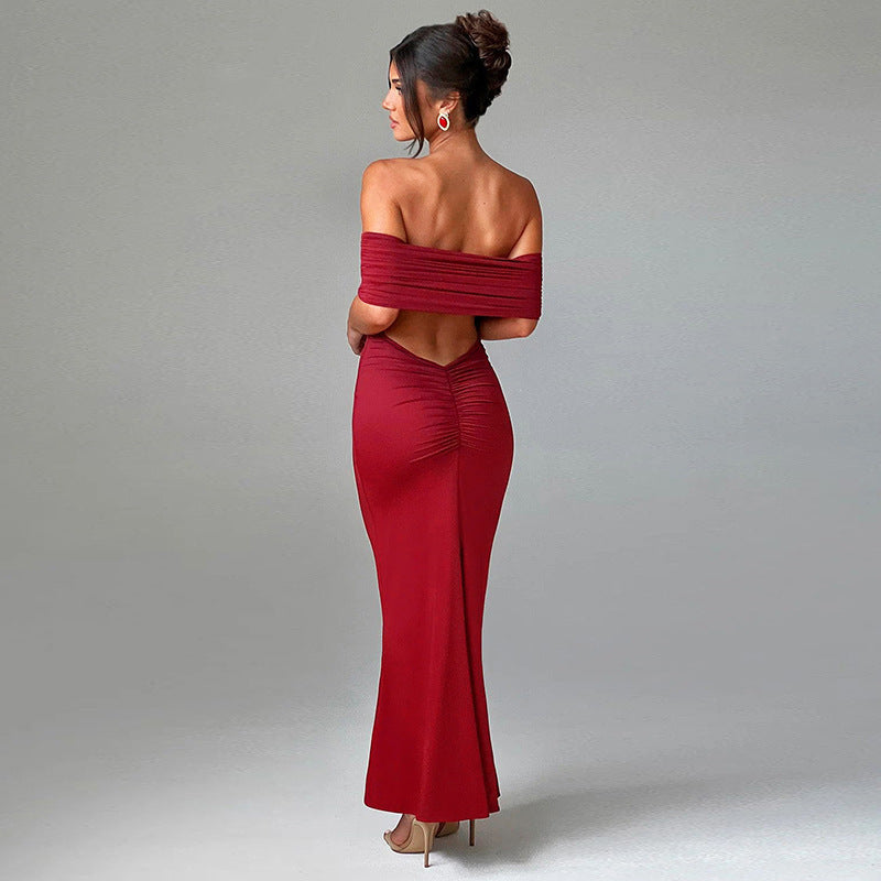 Socialite Style Elegant Sexy Backless Off-shoulder Dress Women - Fashivon