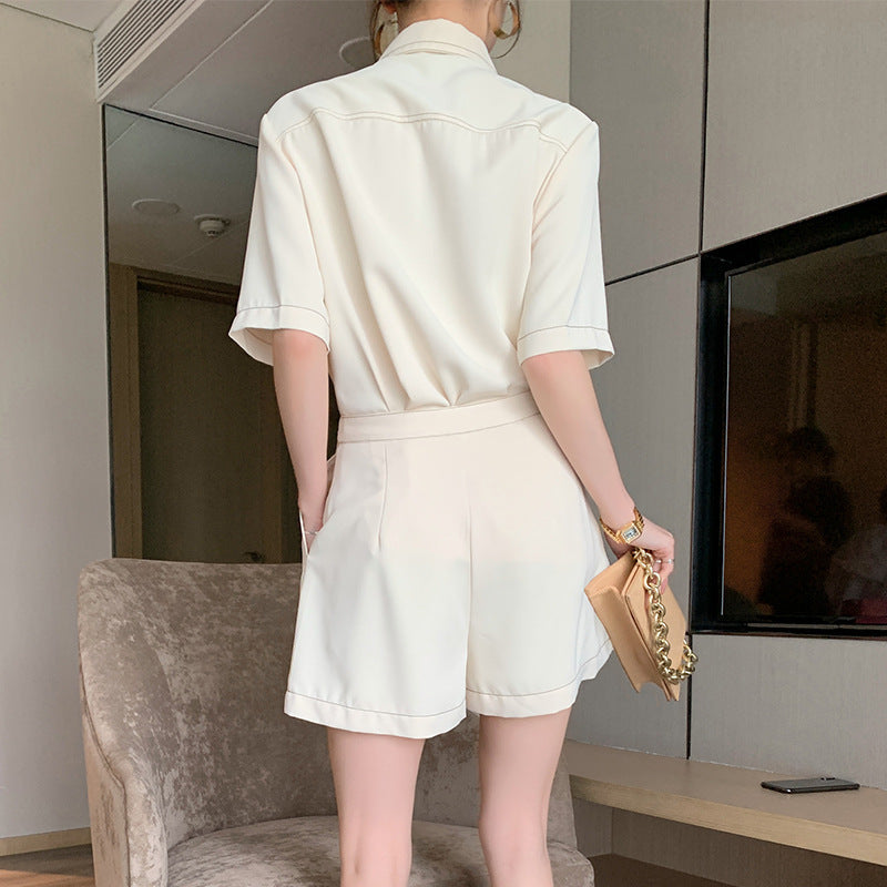 Summer Western Style French Short Sleeve Shorts Suit Women - Fashivon