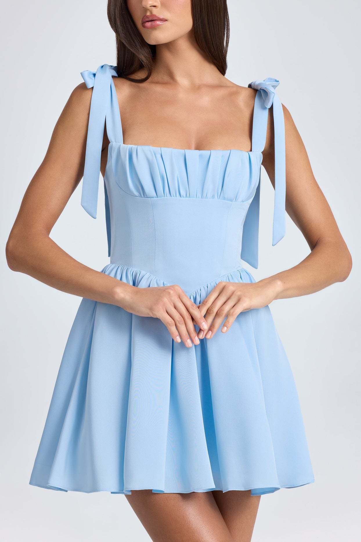 Bow-tied Strap Dress Summer Fashion Backless Square Collar High Waist Short Dress Beach Clothing For Women - Fashivon