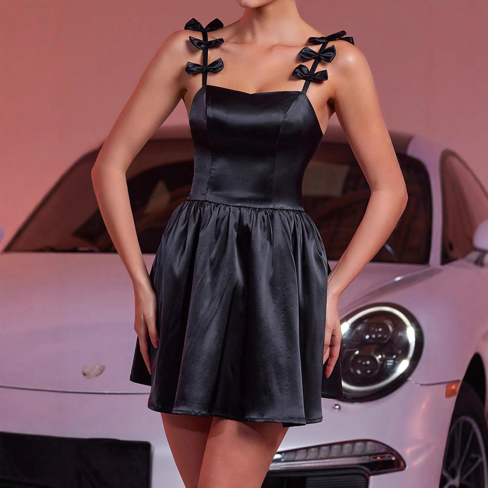 Bow Tied Spaghetti-strap Dress - Fashivon