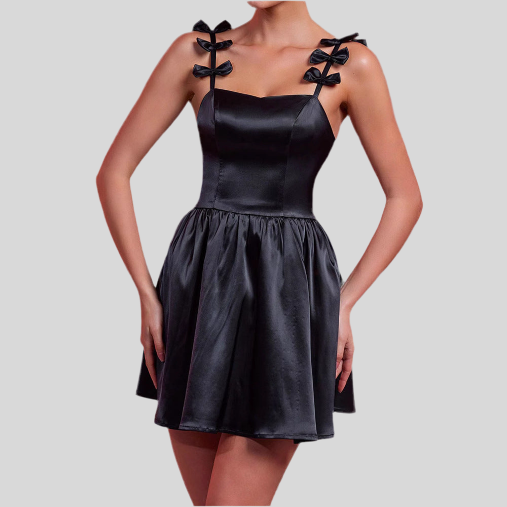 Bow Tied Spaghetti-strap Dress - Fashivon