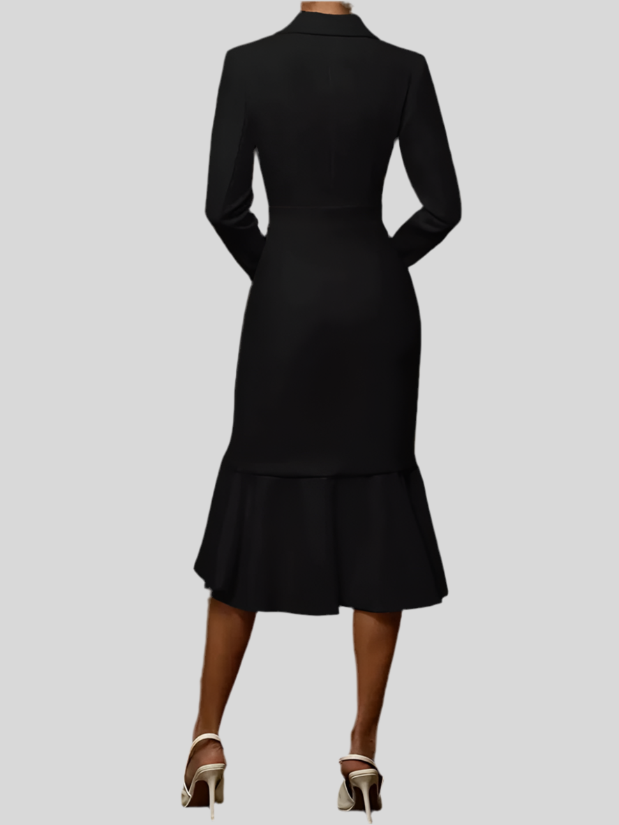 Long sleeve V-neck Dress - Fashivon