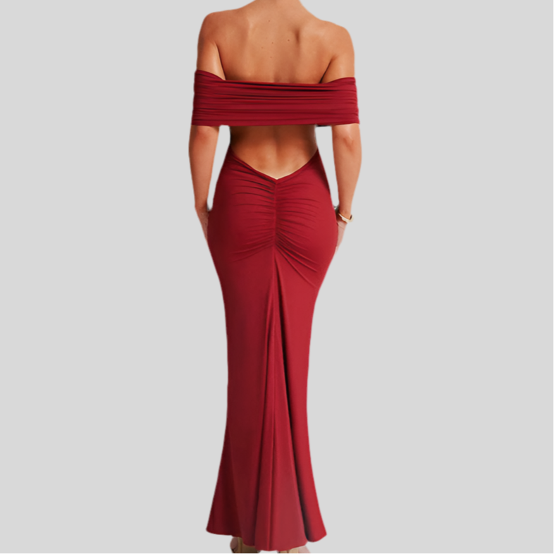 Socialite Style Elegant Backless Off-shoulder Dress Women - Fashivon