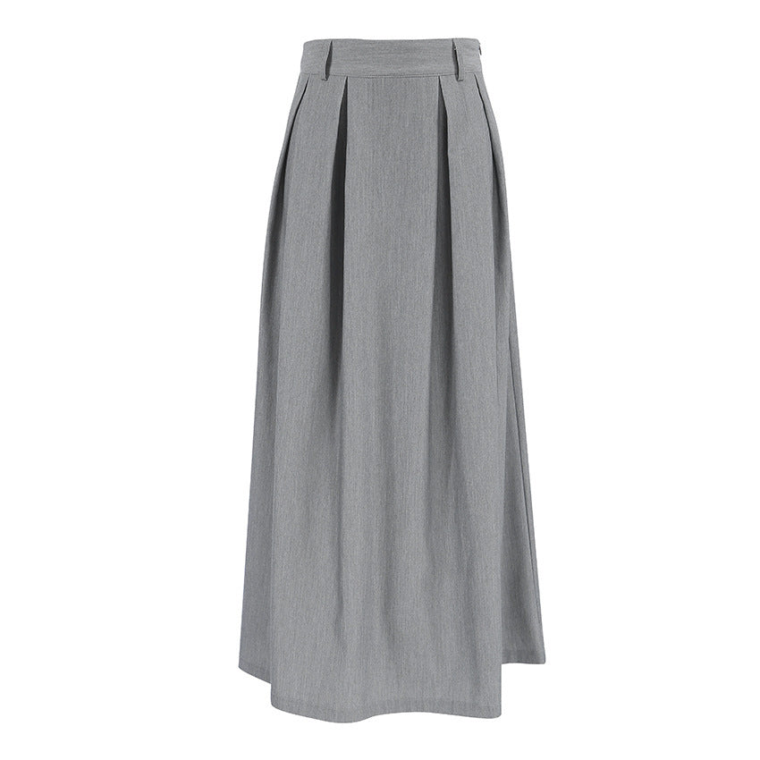Casual High Waist Slim-fit Pleated A Swing Skirt - Fashivon