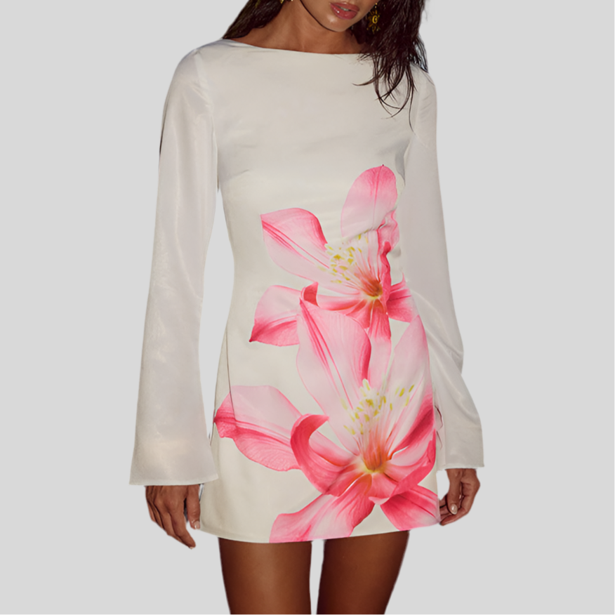 Fashion Slim Flower Long Sleeve Dress Women - Fashivon