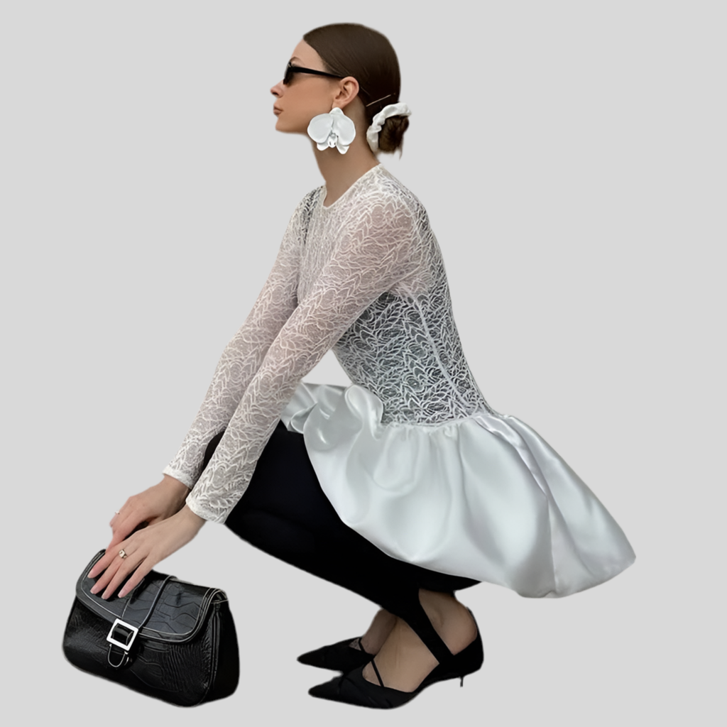 Lace Long Sleeve Dress - Fashivon