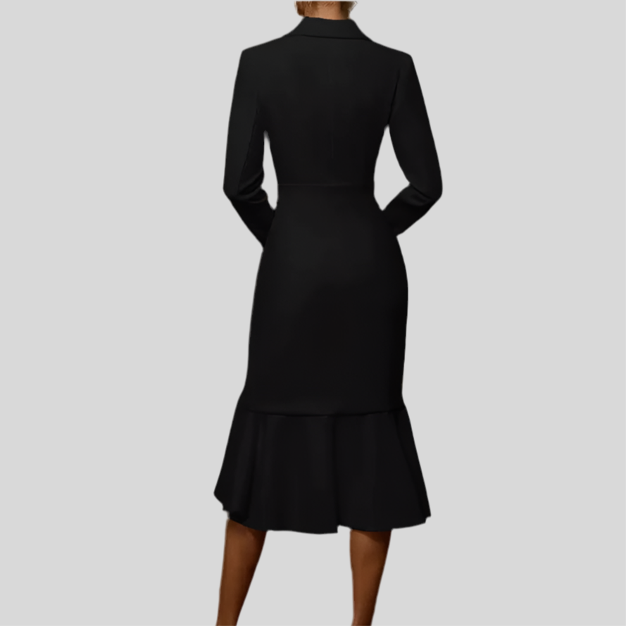 Long sleeve V-neck Dress - Fashivon