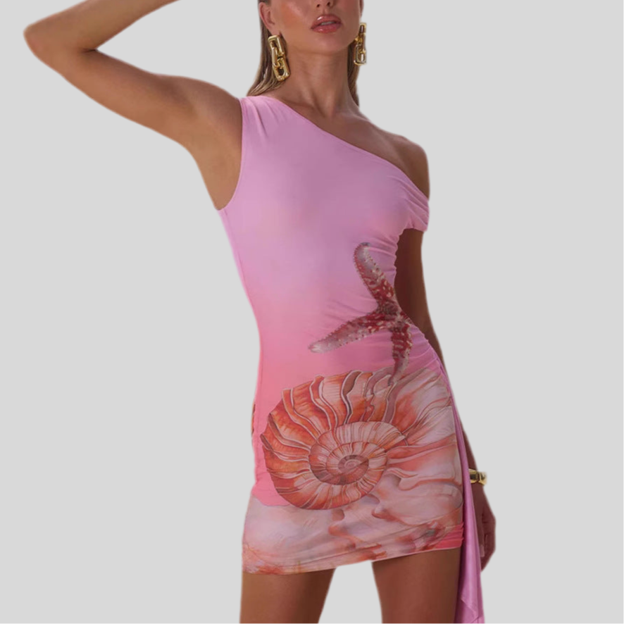 Design Sense Off-shoulder Slim Fit Waist Dress - Fashivon