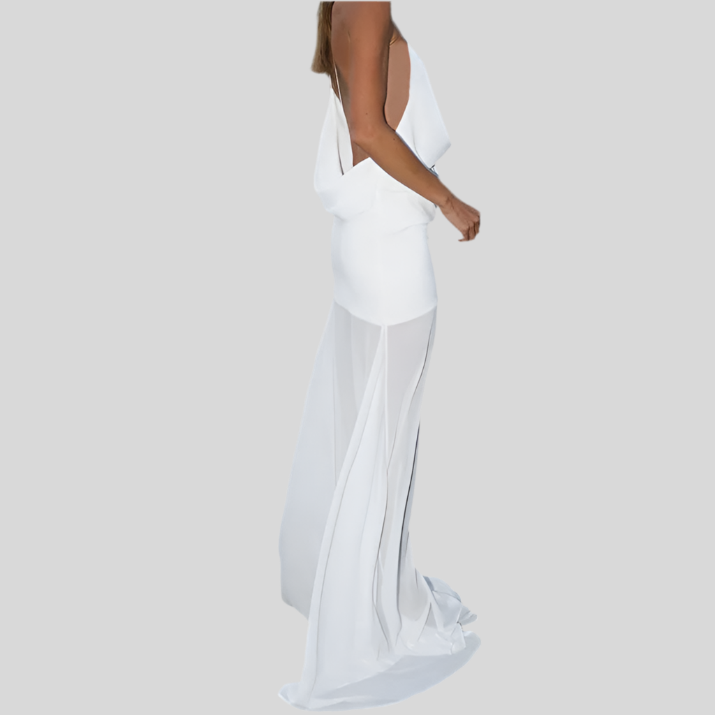 White Long Dress Sleeveless - Fashivon