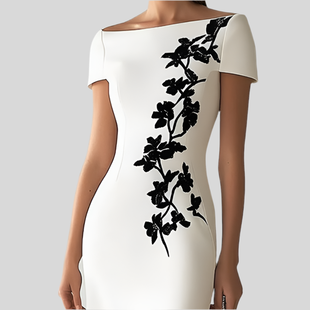 White Short Sleeve Elegant Dress - Fashivon