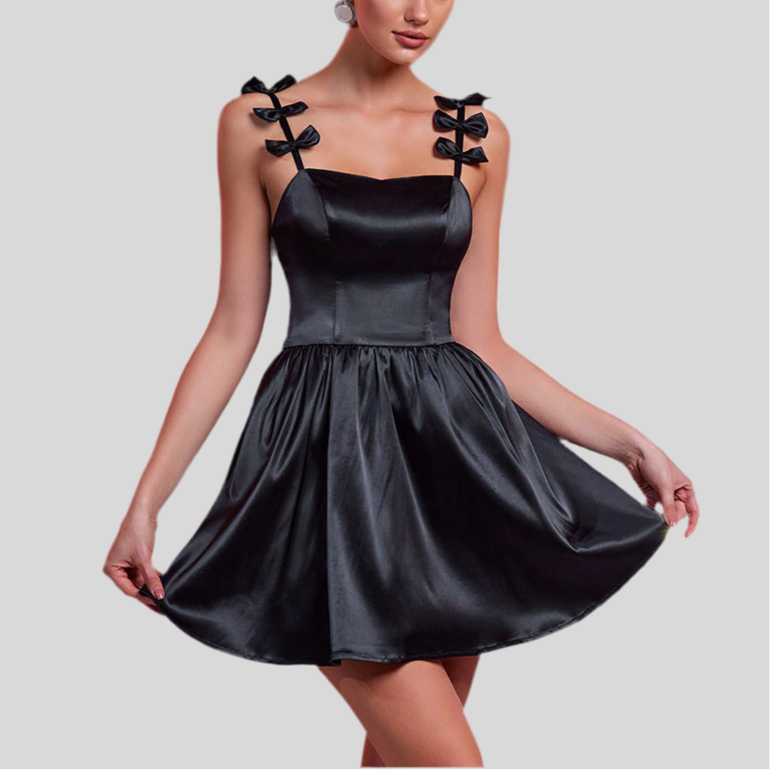 Bow Tied Spaghetti-strap Dress - Fashivon