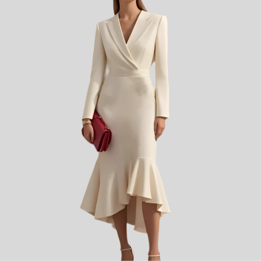 Long sleeve V-neck Dress - Fashivon