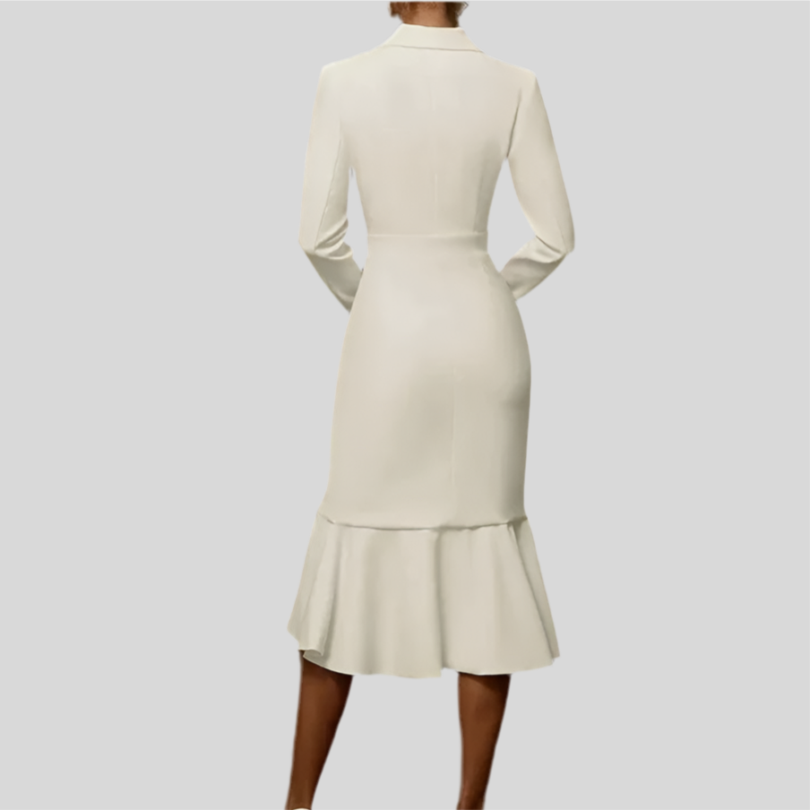 Long sleeve V-neck Dress - Fashivon