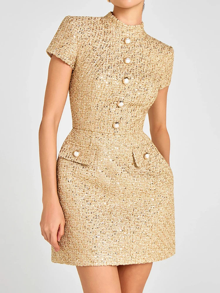 Women Short Sleeve Elegant Mini Dress