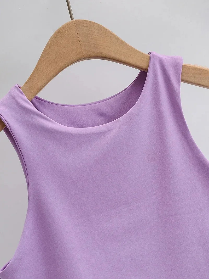 2024 Summer Fashion Women Sexy Slim Tops O-neck Sleeveless Double Nylon Ladies Good Quality Tank Tops 6 Colors - Fashivon