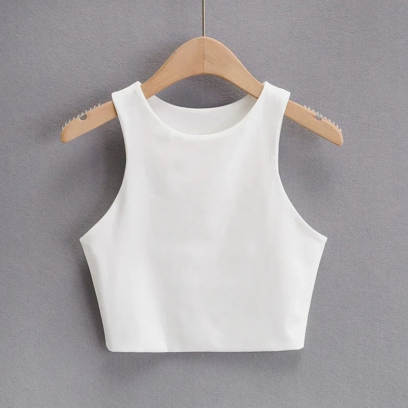 2024 Summer Fashion Women Sexy Slim Tops O-neck Sleeveless Double Nylon Ladies Good Quality Tank Tops 6 Colors - Fashivon