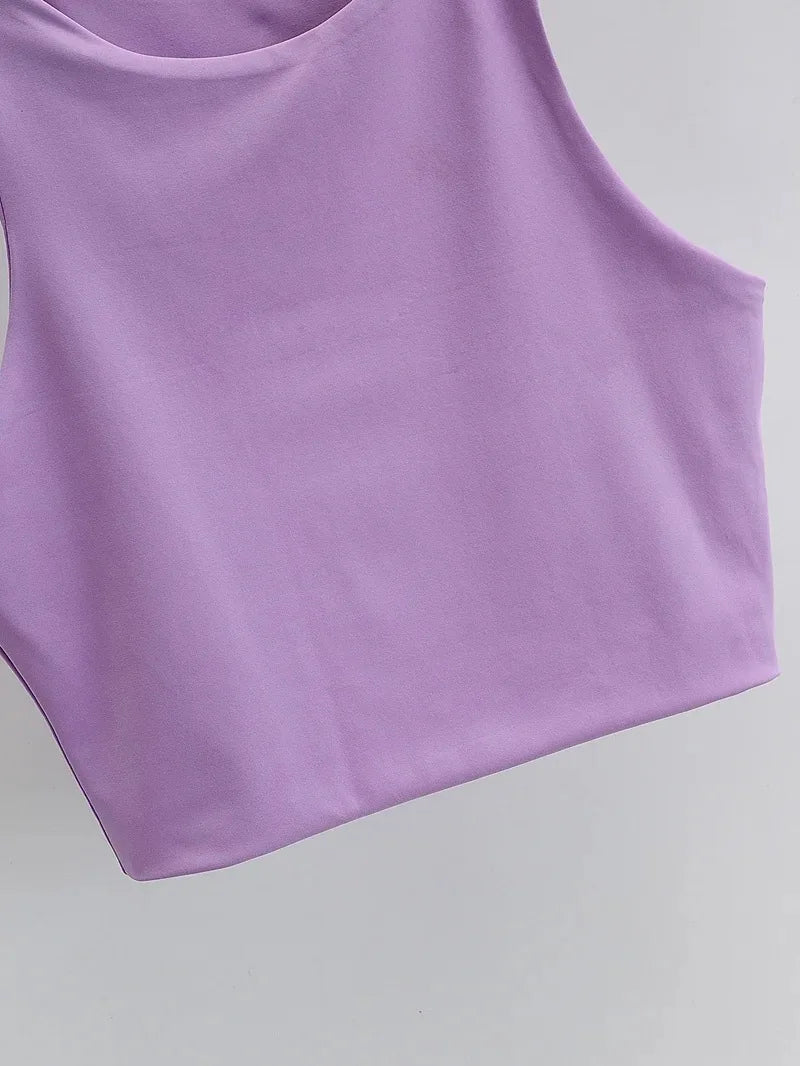 2024 Summer Fashion Women Sexy Slim Tops O-neck Sleeveless Double Nylon Ladies Good Quality Tank Tops 6 Colors - Fashivon
