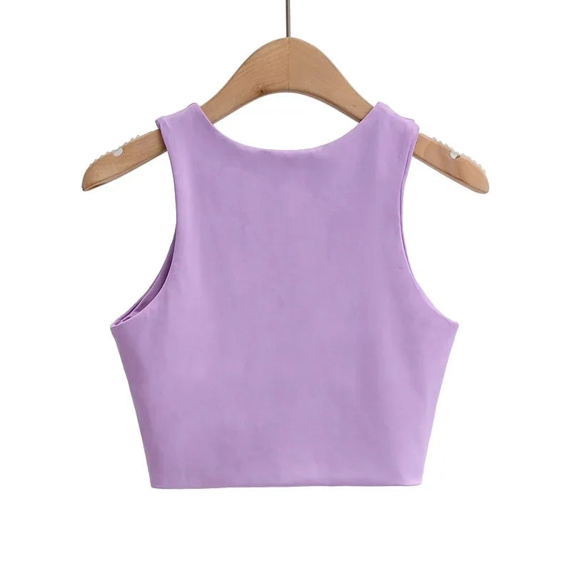 2024 Summer Fashion Women Sexy Slim Tops O-neck Sleeveless Double Nylon Ladies Good Quality Tank Tops 6 Colors - Fashivon
