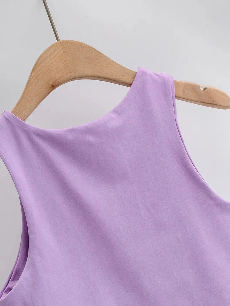 2024 Summer Fashion Women Sexy Slim Tops O-neck Sleeveless Double Nylon Ladies Good Quality Tank Tops 6 Colors - Fashivon