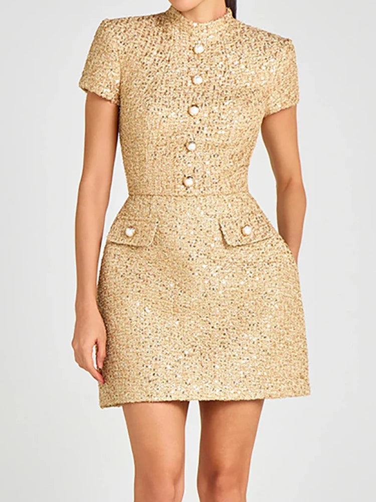 Women Short Sleeve Elegant Mini Dress