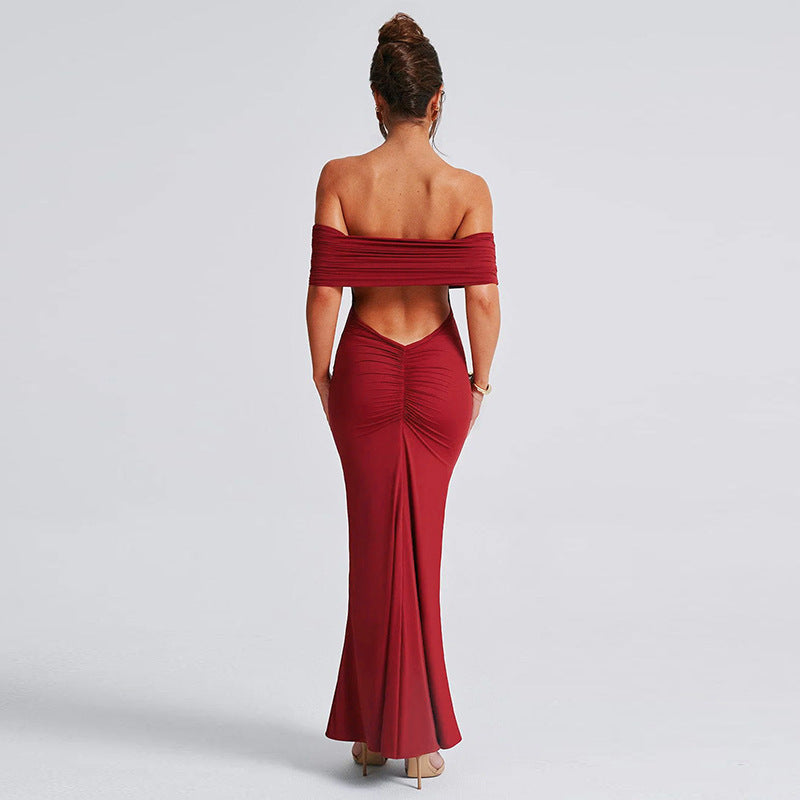 Socialite Style Elegant Sexy Backless Off-shoulder Dress Women - Fashivon