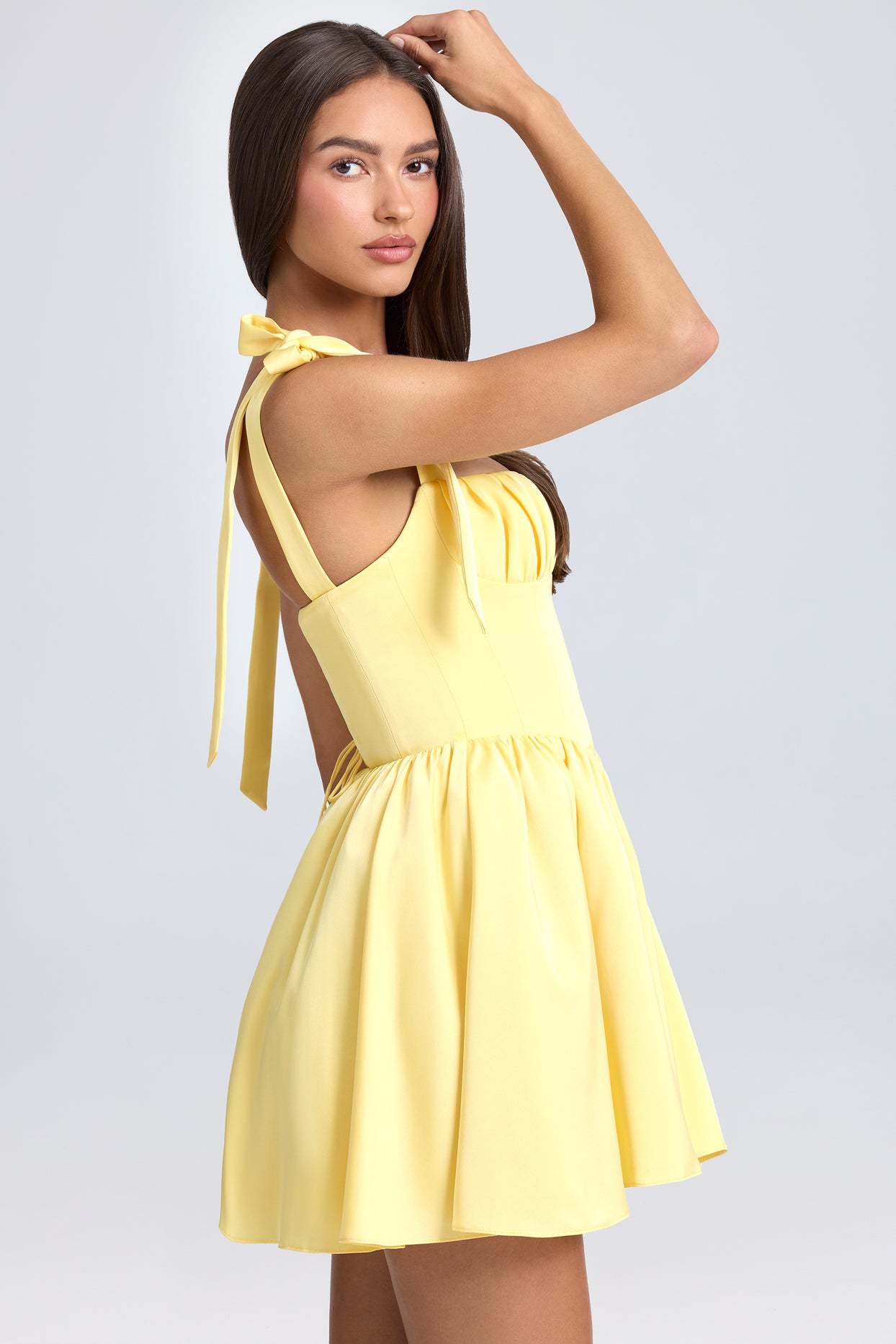 Bow-tied Strap Dress Summer Fashion Backless Square Collar High Waist Short Dress Beach Clothing For Women - Fashivon