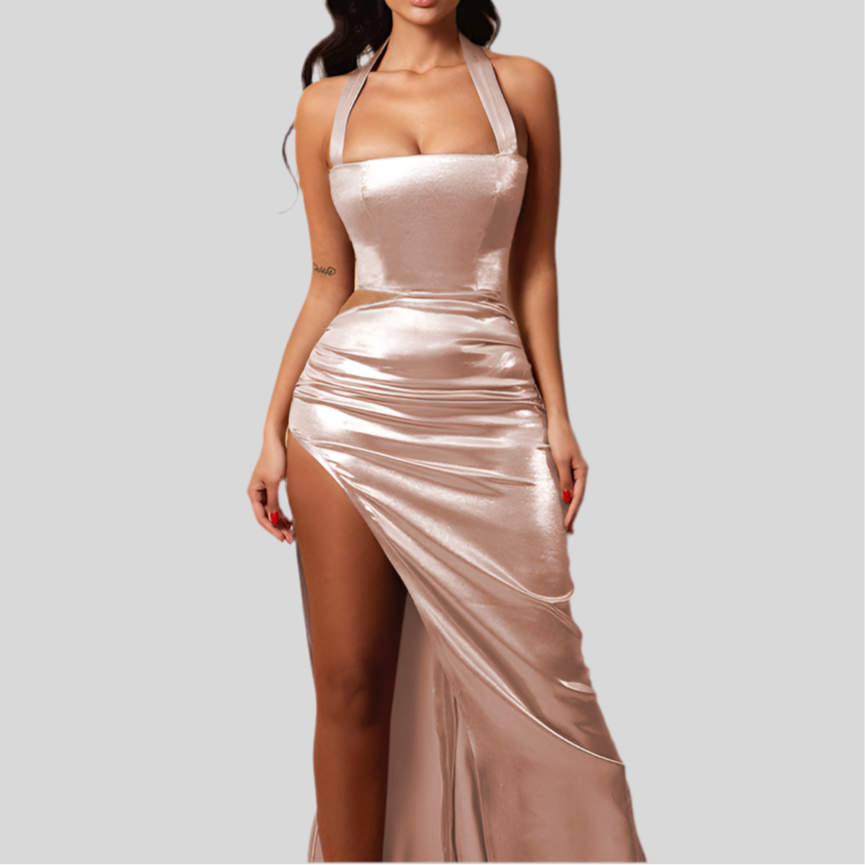 Halter Cut-out Slit Formal Dress Dress Women
