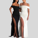 Women's Fashion Temperament Solid Color Slim Sleeveless Split Dresses - Fashivon