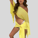 Vacation Style Off-shoulder Top Wrap Skirt Two-piece Set - Fashivon