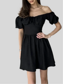 Puff  Sleeves Mini Dress - Fashivon