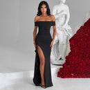 Women's Fashion Temperament Solid Color Slim Sleeveless Split Dresses - Fashivon