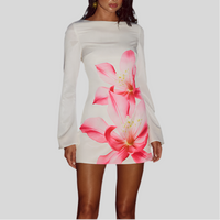 Fashion Slim Flower Long Sleeve Dress Women - Fashivon