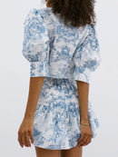 Fashion Small Stand Collar Printing Slim Fit Skirt Suit - Fashivon