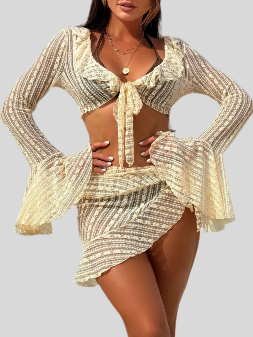 Four Pieces Swimwear Set Beach Cover Up