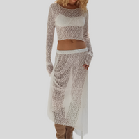 Two-Piece Lace Top & Long Skirt Sets - Fashivon