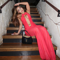 Mesh Jumpsuit Trousers Slim Dress Red For Women - Fashivon