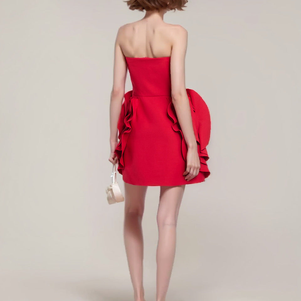 Temperament Red Short Dress Women - Fashivon