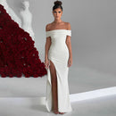 Women's Fashion Temperament Solid Color Slim Sleeveless Split Dresses - Fashivon