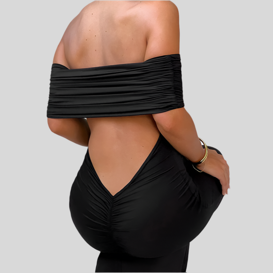 Socialite Style Elegant Backless Off-shoulder Dress Women