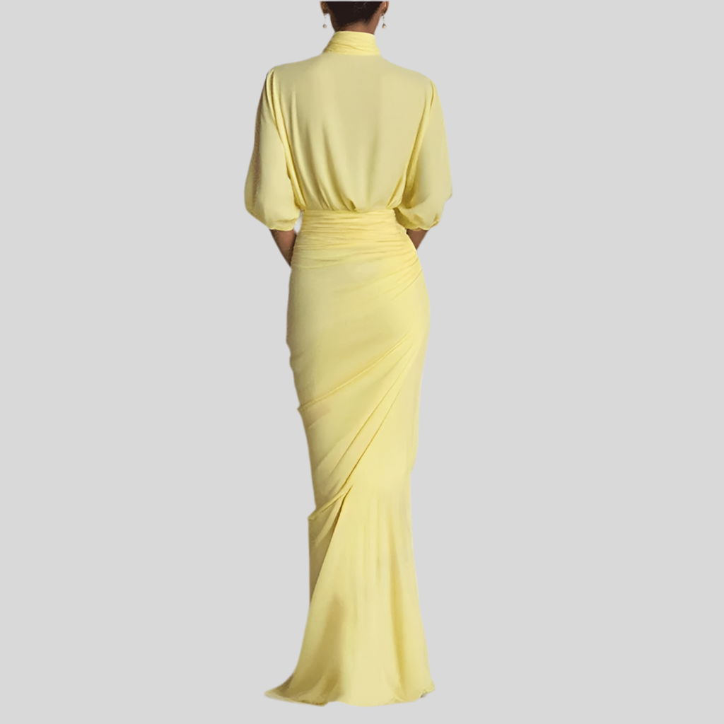 Yellow Half Sleeve Maxi Dress