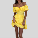 Puff  Sleeves Mini Dress - Fashivon