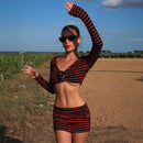 Two-piece Women's V-neck Fit Skirt - Fashivon