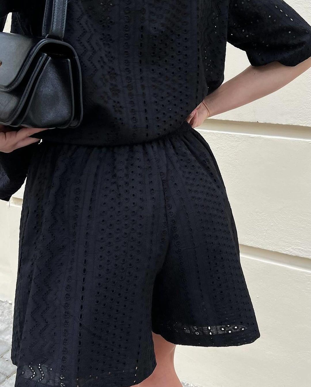 Hollow Short Sleeve Lapel Shirt Women's Shorts - Fashivon
