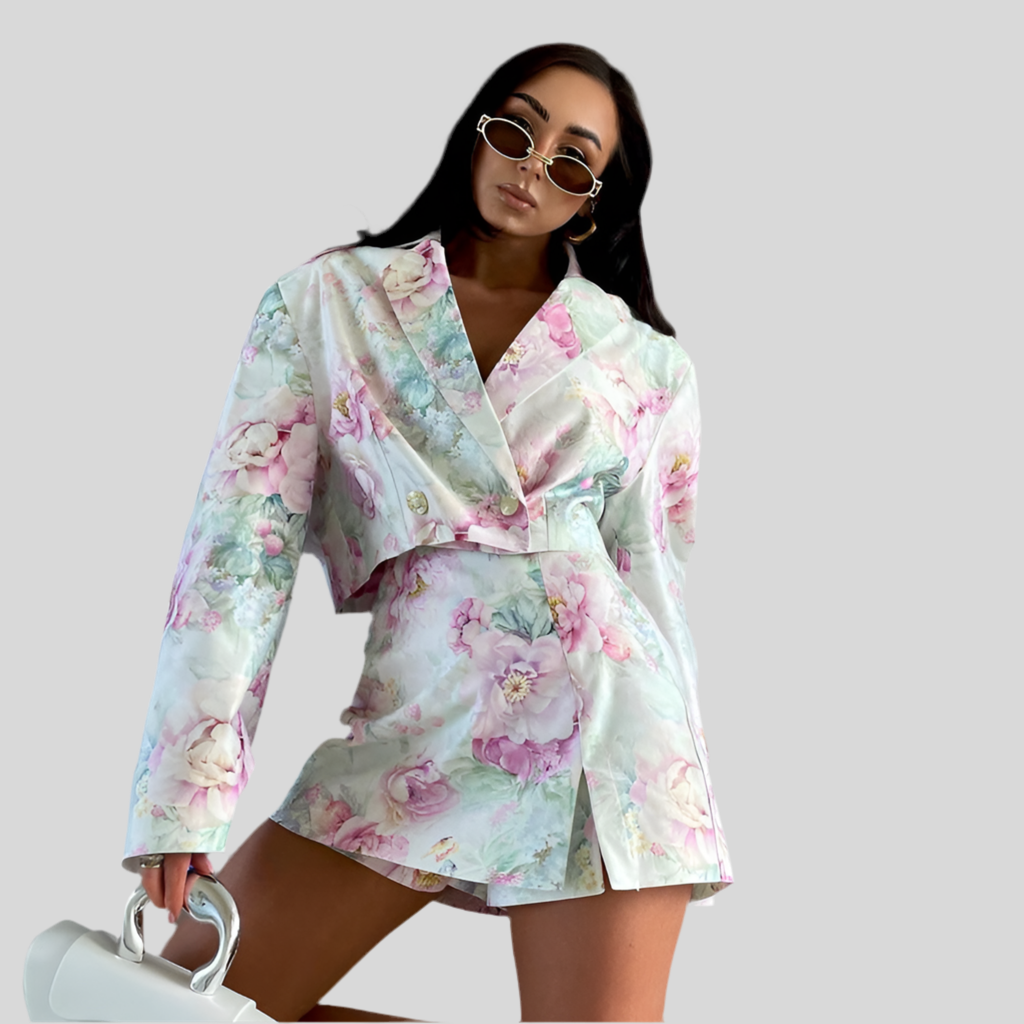 Fashion Loose-fitting Long Sleeves Polo Collar Top Skirt Outfit
