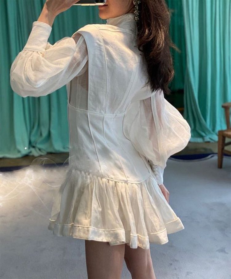 Bubble Sleeves Ladies Dress