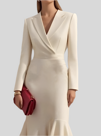 Long sleeve V-neck Dress - Fashivon