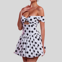 Polka Dot Print Tube Top Backless Casual Holiday Dress - Fashivon