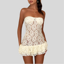 Yellow Lace mini-Dress - Fashivon
